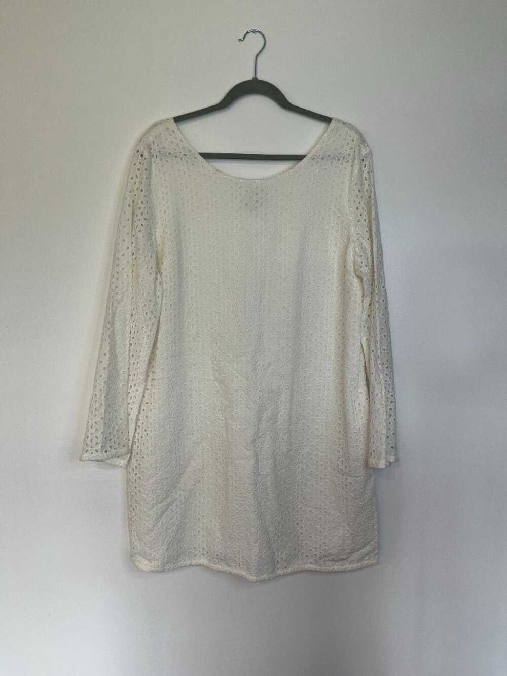 Heyton White Eyelet 100 Cotton Longsleeve Dress